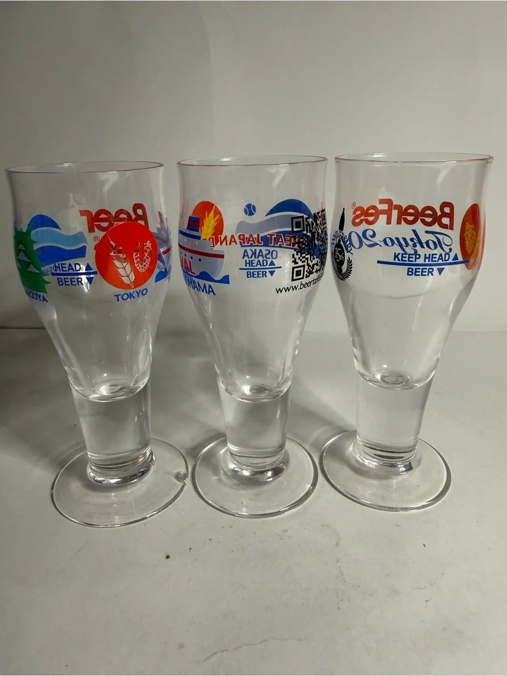 Tokyo Japan Beer Fes Festival Tasting Glasses Osaka Set Of 3
